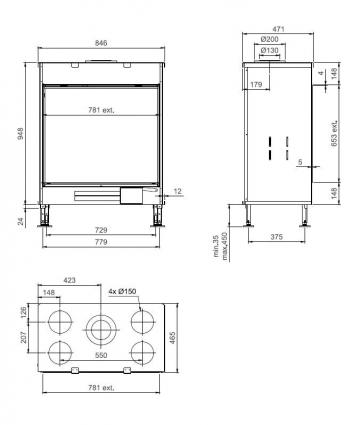 Газовый камин Тру Вижн 850 V / True Vision 850 V gas